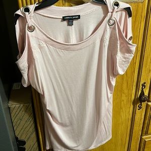 Cable & Gauge pastel pink floral  printed blouse